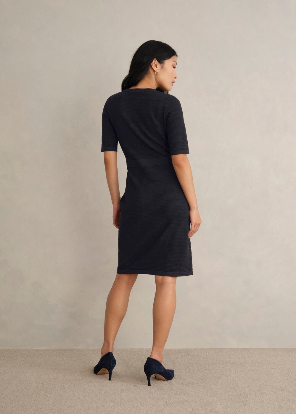 Petite Petra Knitted Dress, Hobbs Navy, hi-res