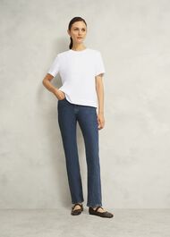 White Lori Cotton Crew Neck Short Sleeve T-Shirt, White, hi-res