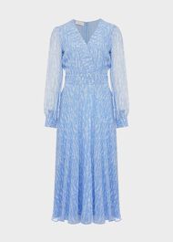 Viviana Silk Fit And Flare Dress, Blue Multi, hi-res