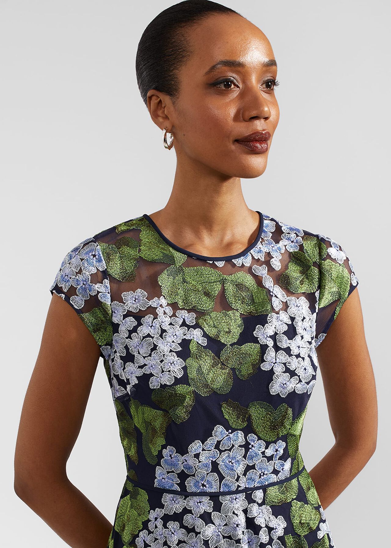 Tia Embroidered Dress, Navy Multi, hi-res