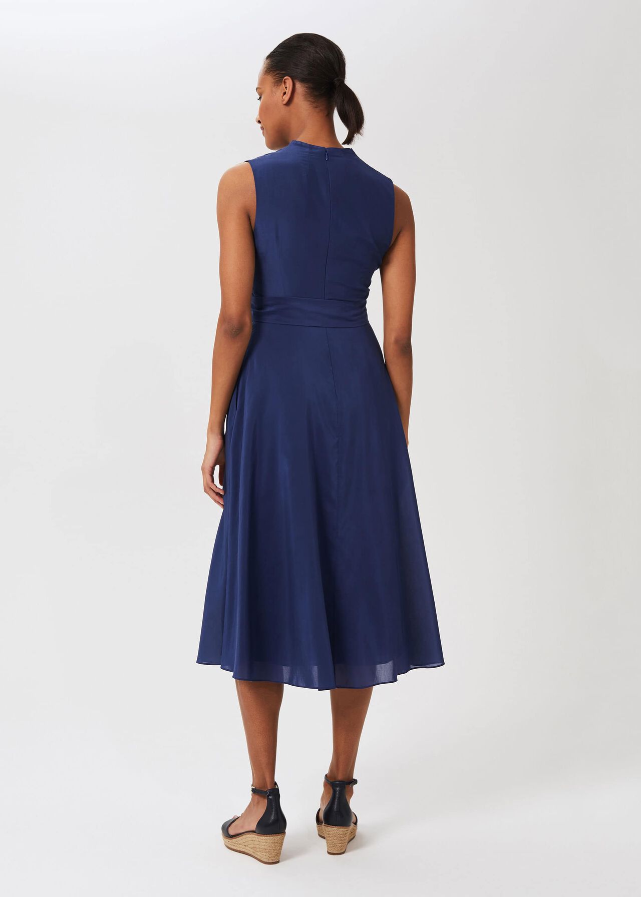 Regina Midi Dress With Silk, French Navy, hi-res