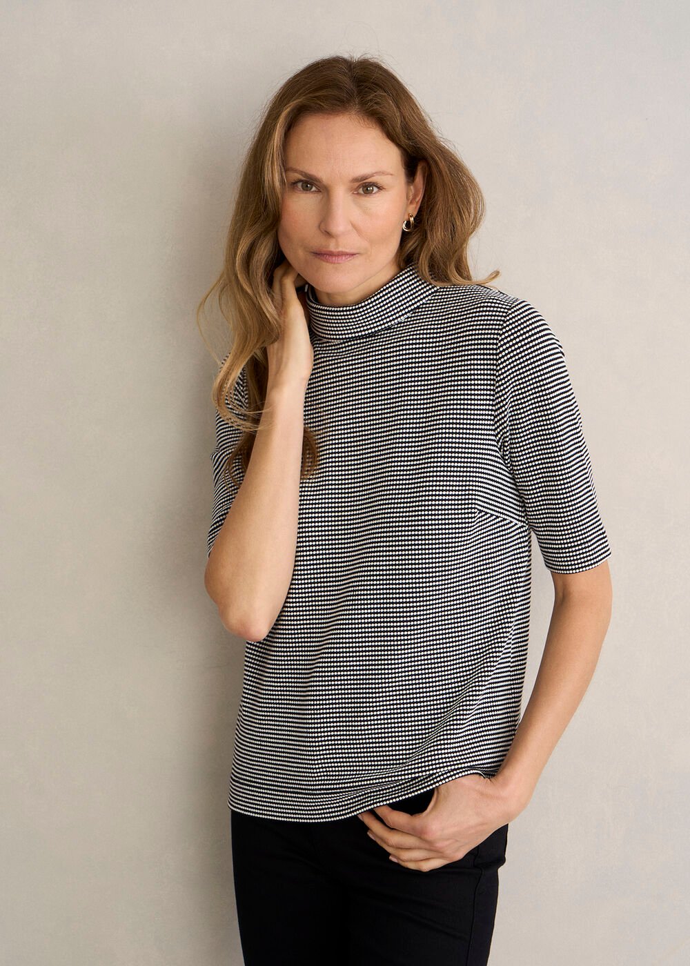 Tali Textured Top, Navy Ivory, hi-res