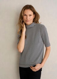 Tali Textured Top, Navy Ivory, hi-res