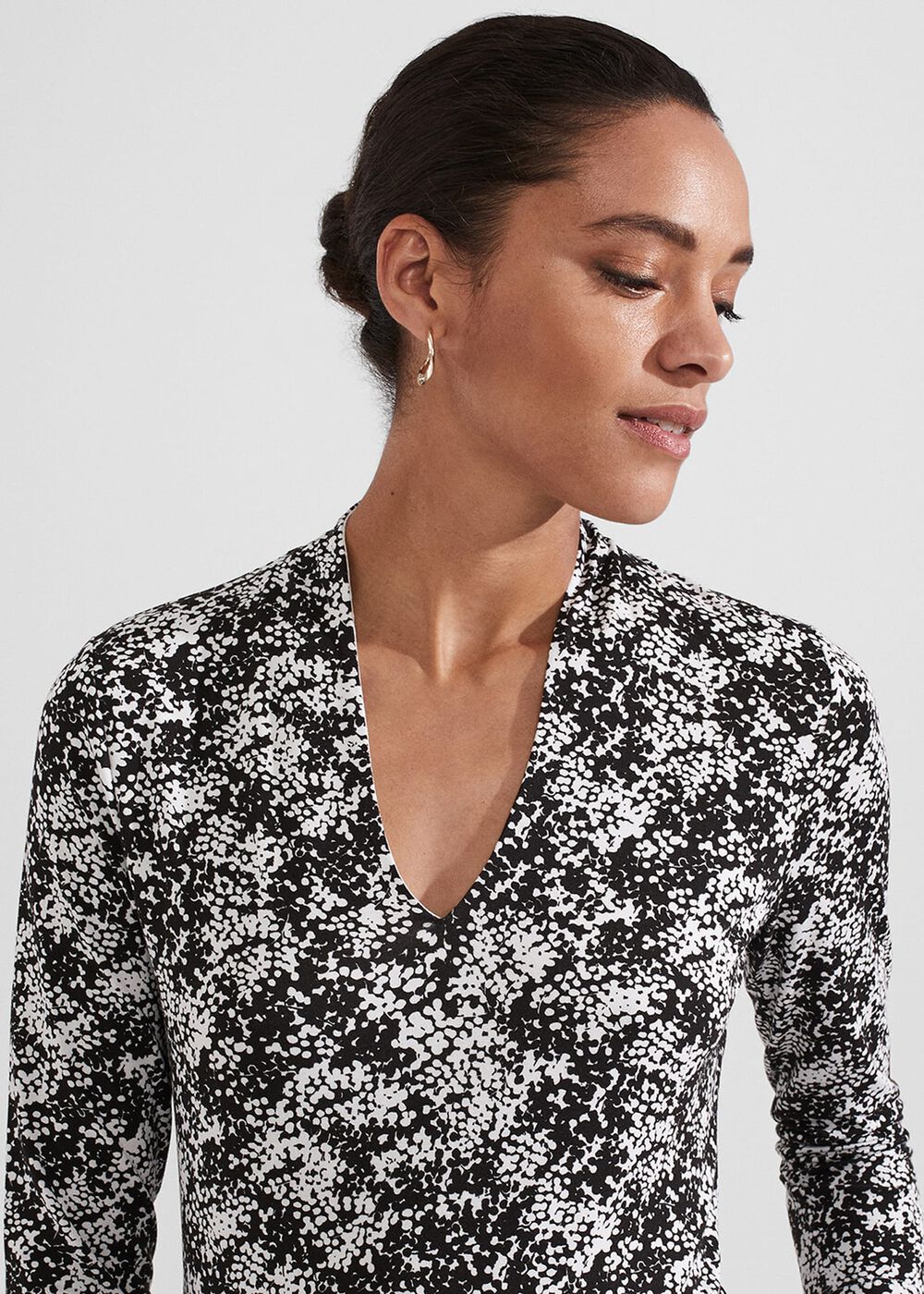 Aimee Printed Top, Black Ivory, hi-res