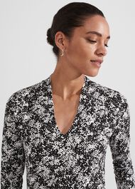 Aimee Printed Top, Black Ivory, hi-res