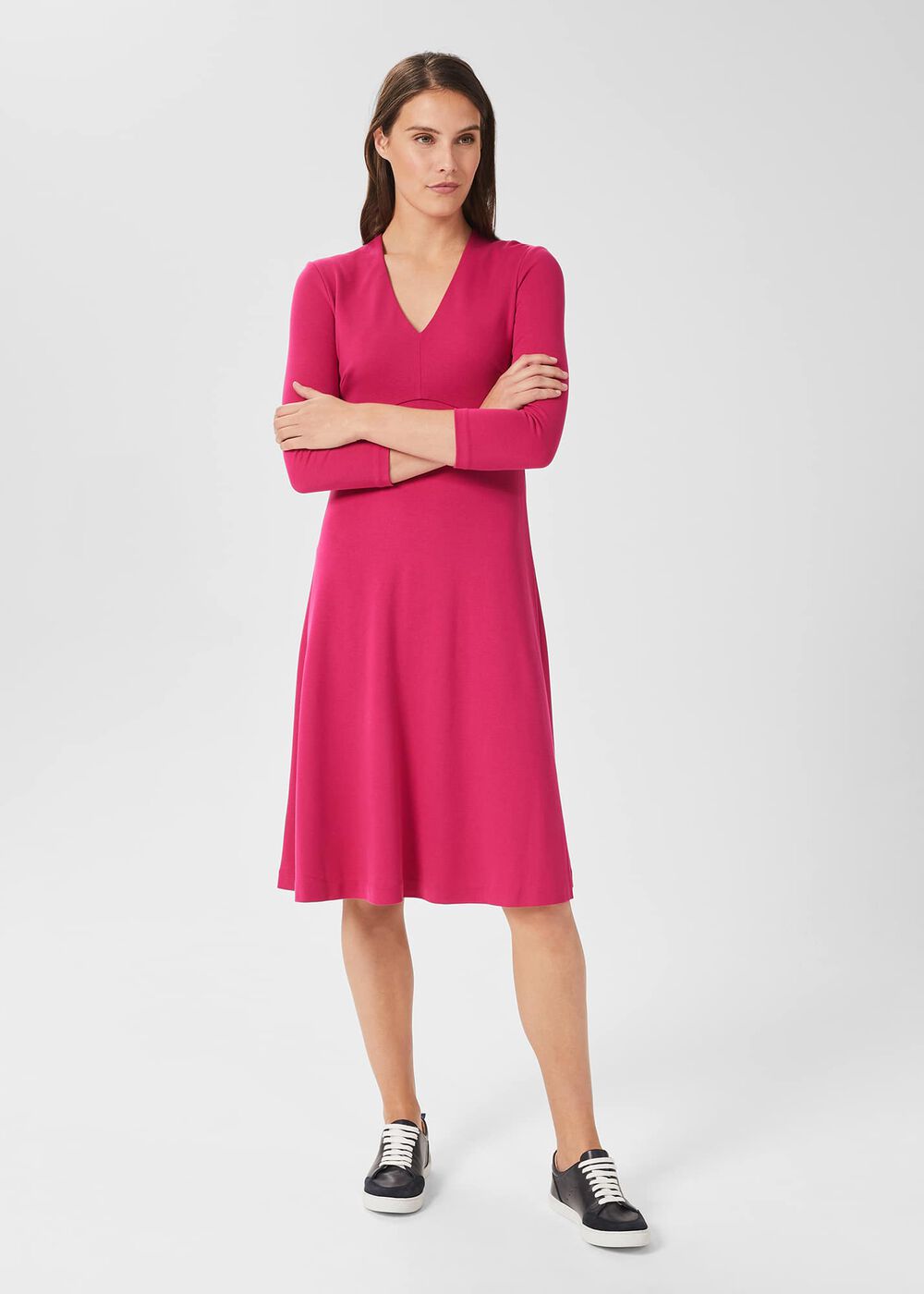 Mel Jersey Ponte Dress, Dark Pink, hi-res