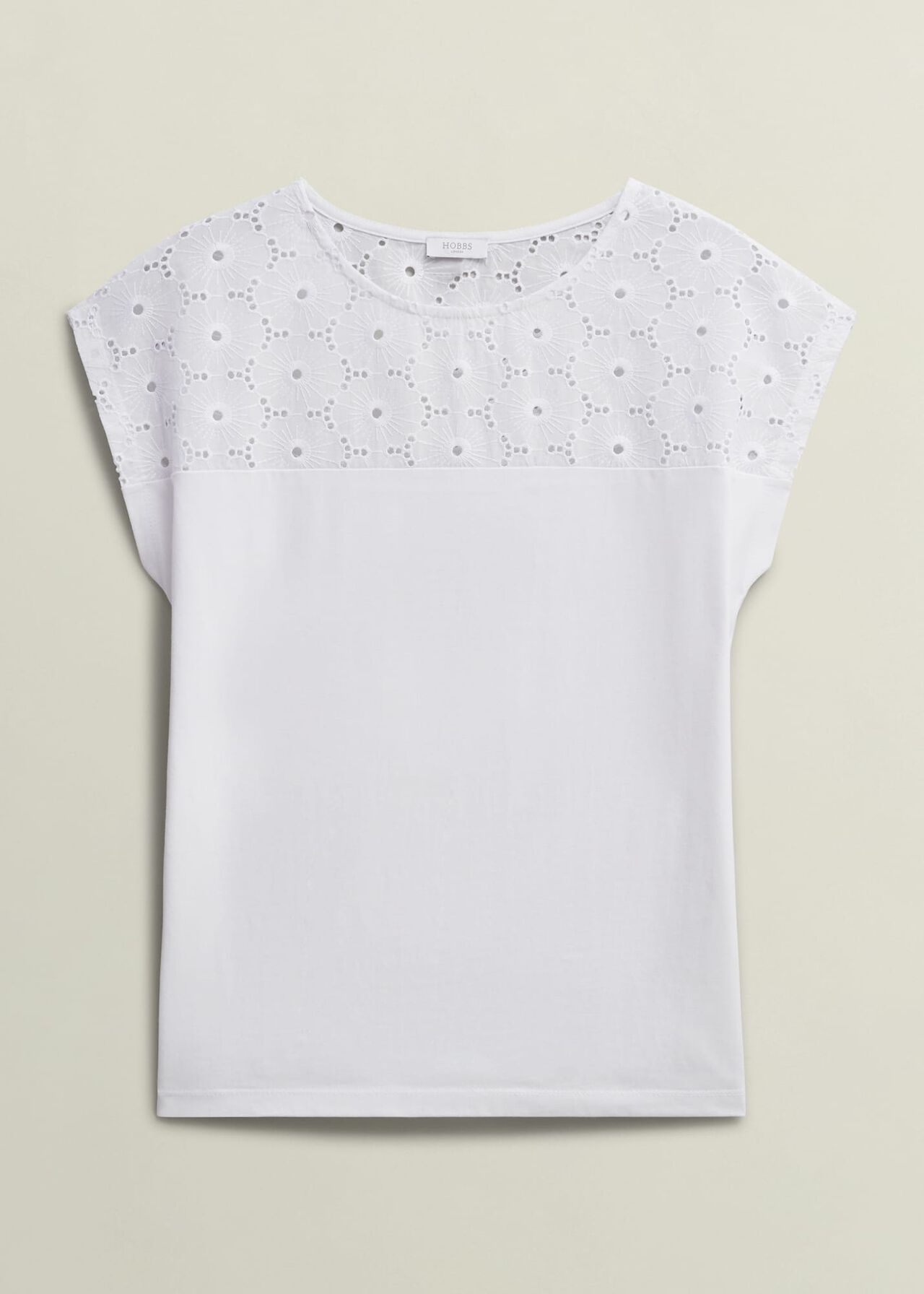 Thea Broderie Top, White, hi-res
