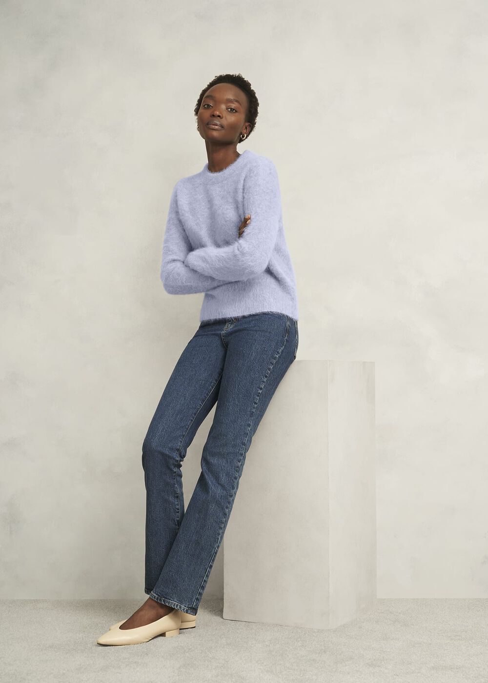 Felicity Alpaca Blend Fluffy Brushed Jumper, Pale Blue Marl, hi-res