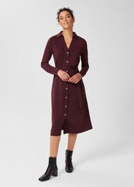 Carolyn Jersey Dress, Burgundy, hi-res
