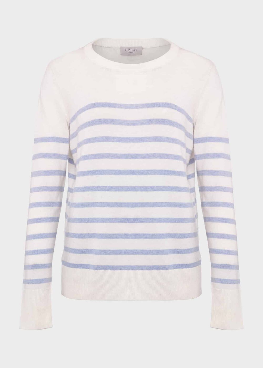 Willa Stripe Jumper With Merino Wool, Ivory Blue, hi-res