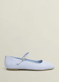 Leather Chrissy Mary Janes, Pale Blue, hi-res