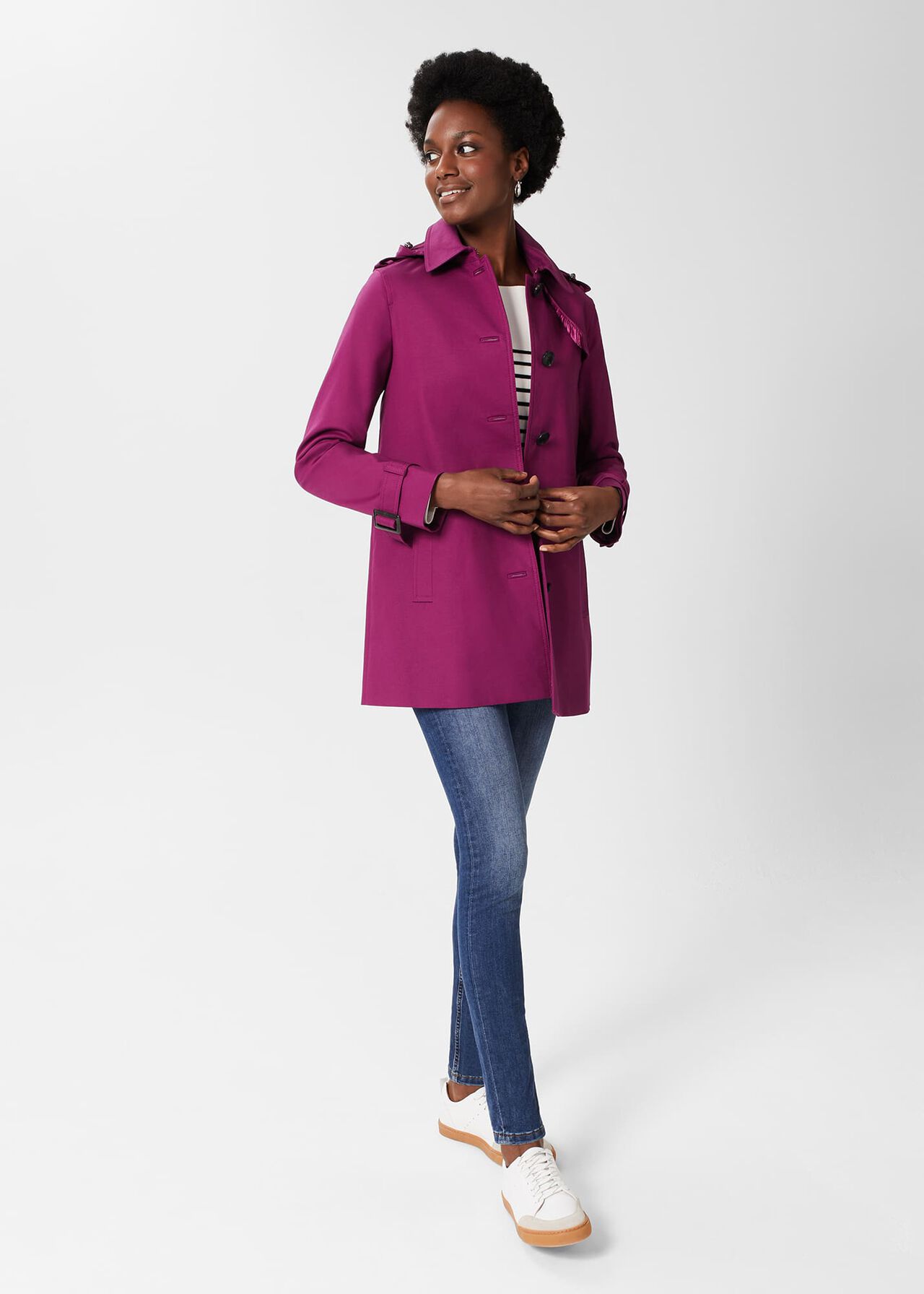 Hooded Chrissie Trench Coat, Bright Plum, hi-res