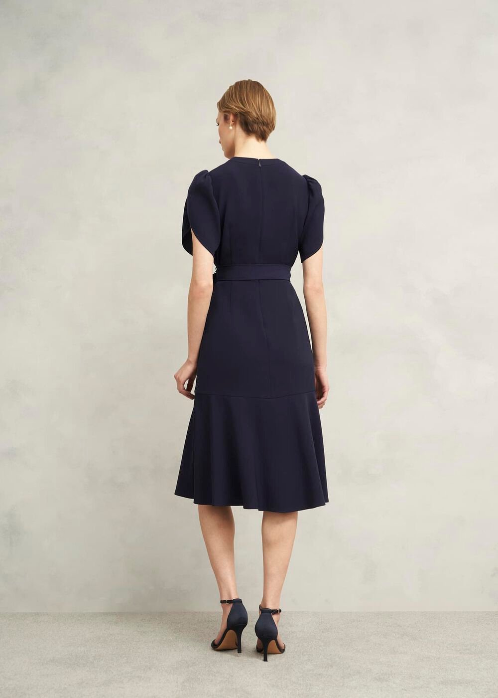 Pricilla Tie Midi Dress, Midnight, hi-res