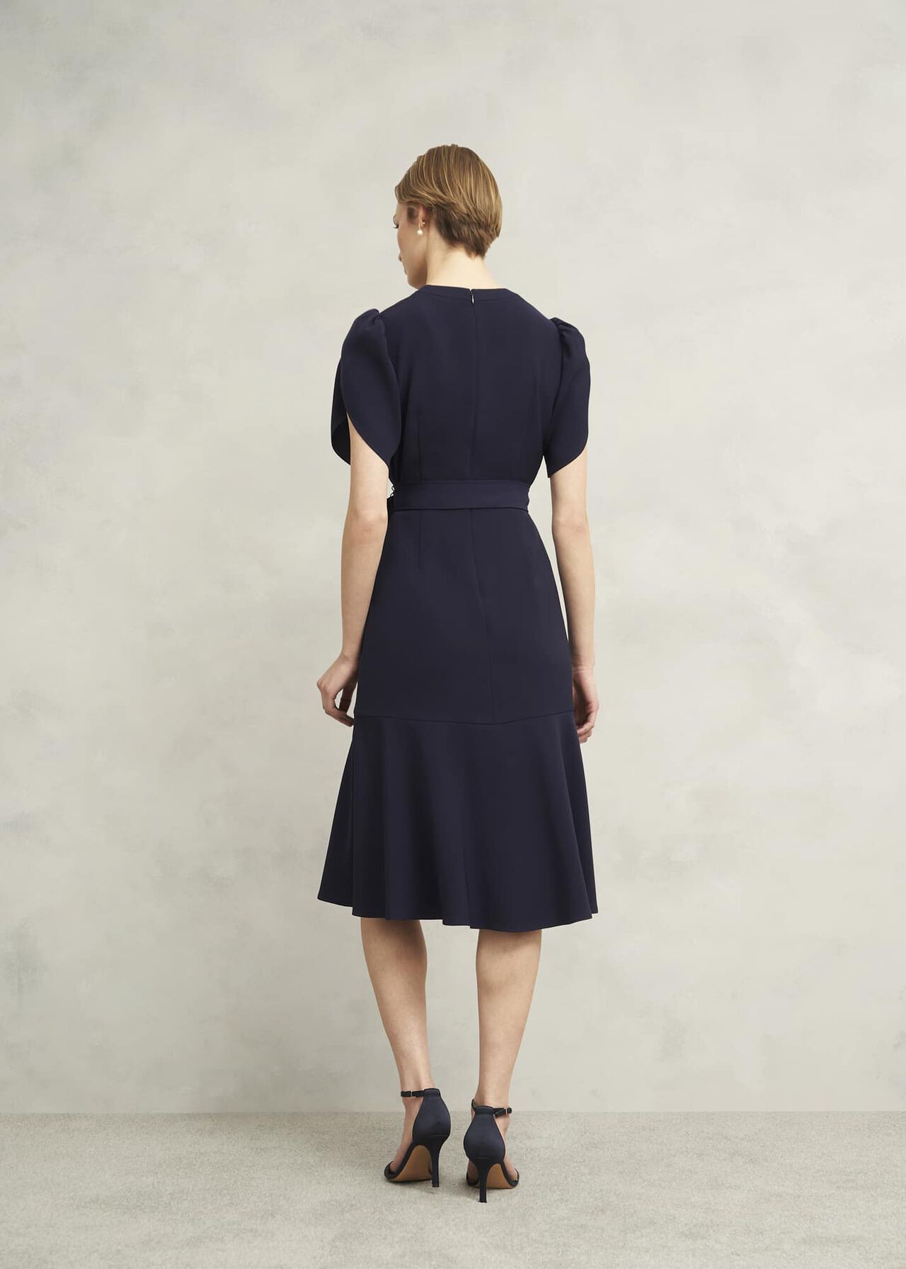Pricilla Tie Midi Dress, Midnight, hi-res