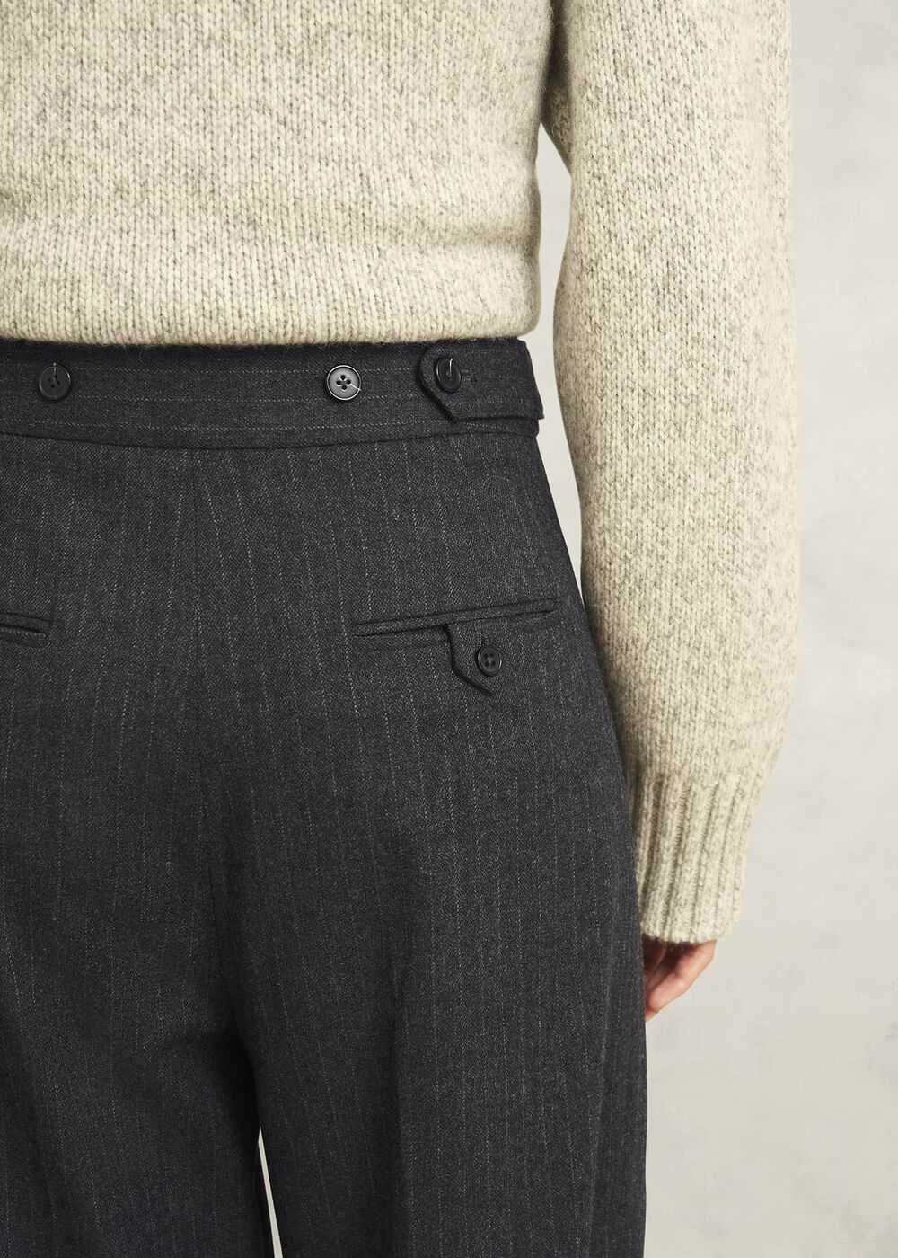 Howell  Pinstripe Barrel Trousers, Grey Ivory, hi-res