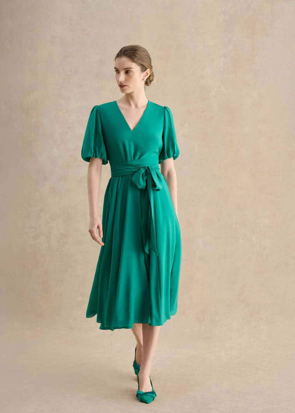 smocked linen maxi dress Sunday Stroll Smocked Linen Midi Dress in Cream – Keep For Luck main image 0