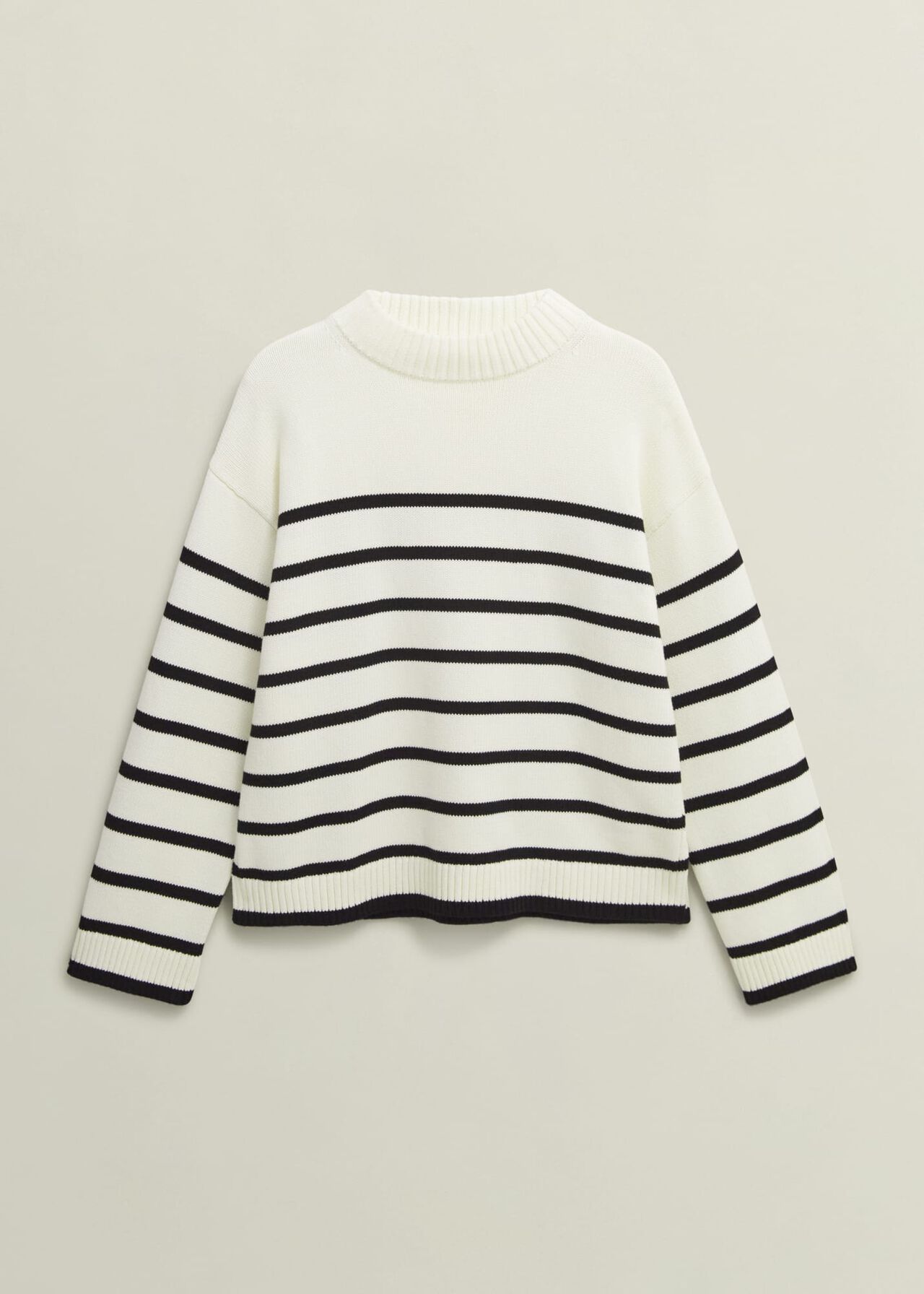 Eastnor Cotton Stripe Jumper, Ivory Black, hi-res