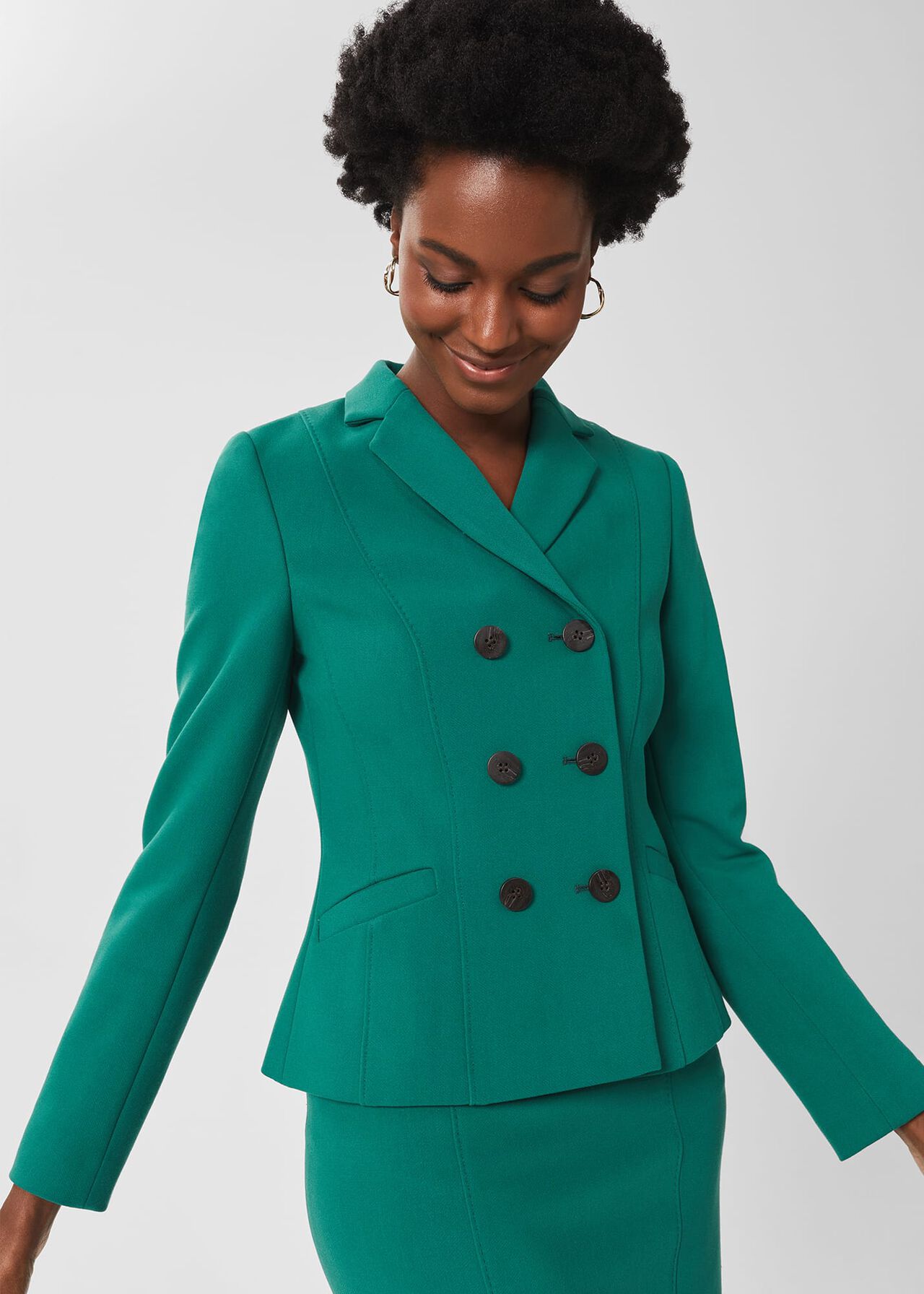 Beatrice Double Breasted Jacket, Jade Green, hi-res