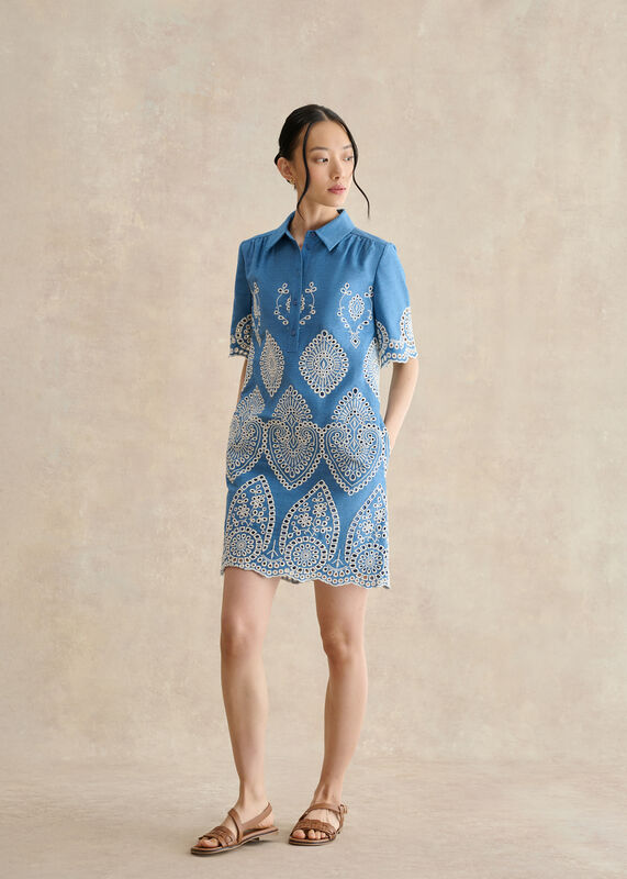Daria Contrast Broderie Dress