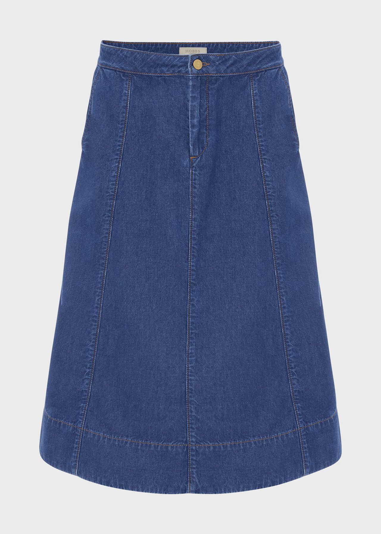 Freida Denim Midi Skirt, Blue, hi-res