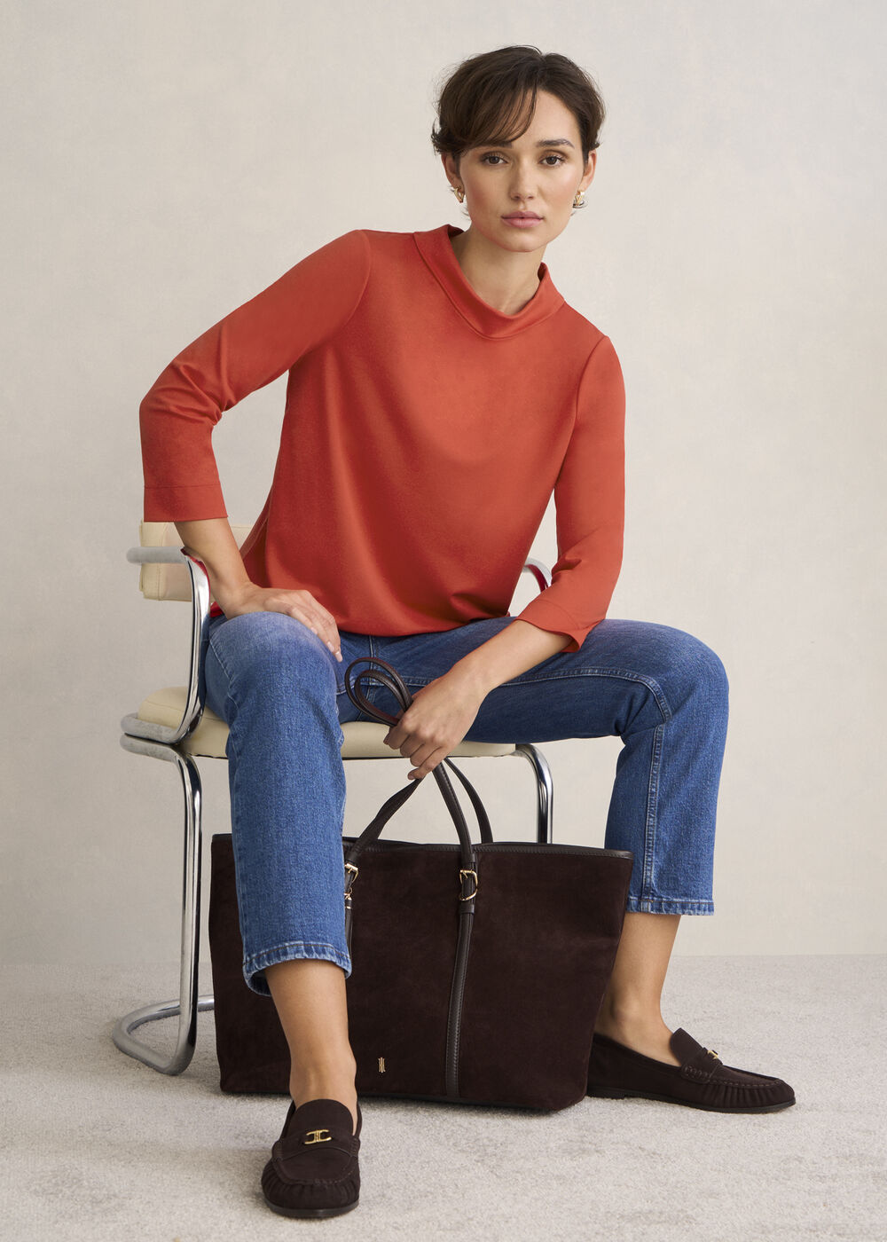 Catriona Roll Neck Top, Pepper Red, hi-res