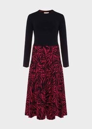 Harlie Midi Knitted Dress, Navy Pink, hi-res