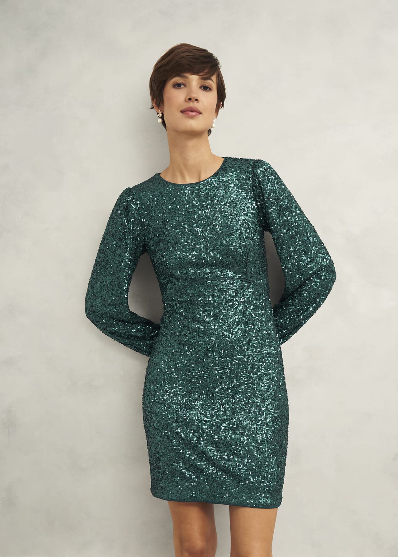 Cianna Sequin Dress, Evergreen, hi-res