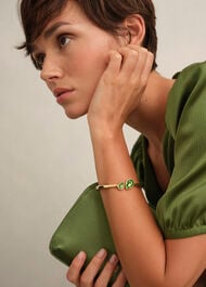 Lilia Cut Glass Cuff, Gold Green, hi-res