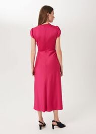 Marlene Satin Midi Dress, Fuchsia, hi-res