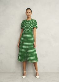 Dorothy Spot Dress, Green Ivory, hi-res