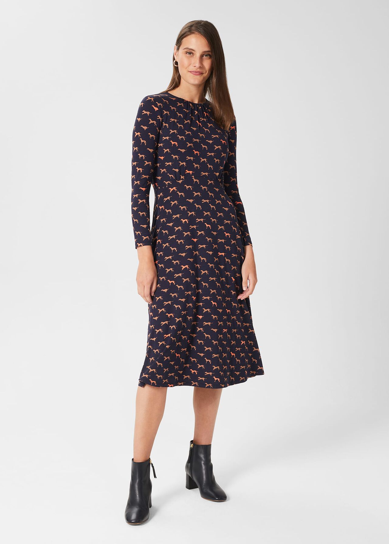 Sian Jersey Dress, Navy Multi, hi-res