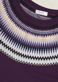 Purple Greta Wool Blend Fairisle Crew Neck Jumper, Vibrant Purple, hi-res