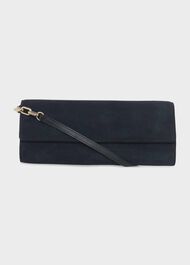 Evesham Suede Clutch Bag, Navy, hi-res