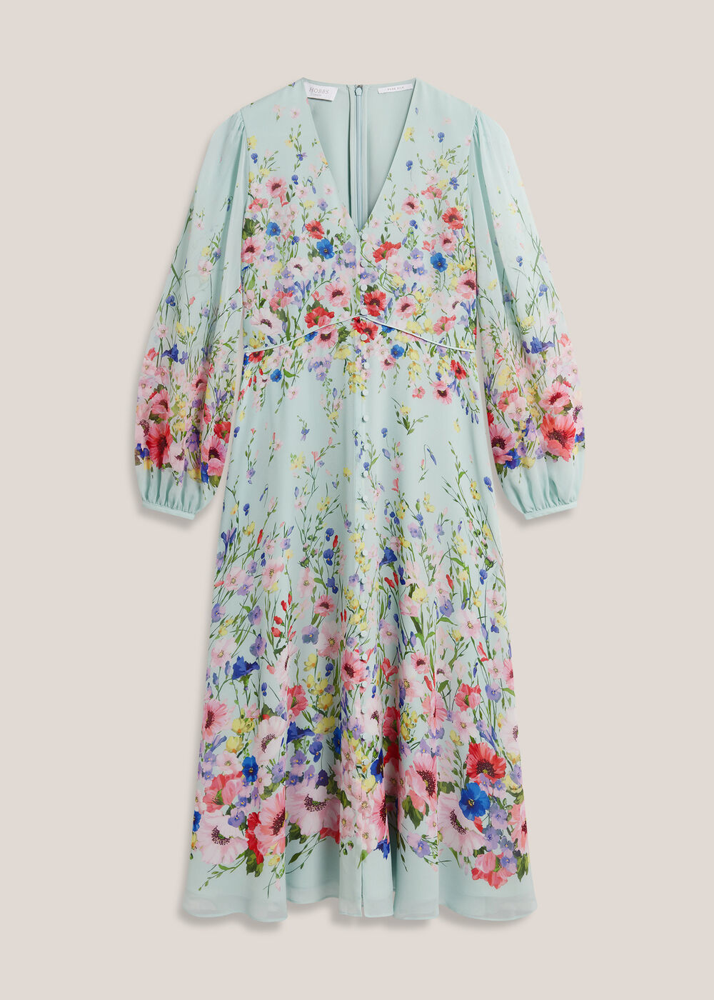 Monica Silk Floral Dress, Green Multi, hi-res