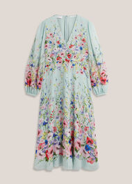 Monica Silk Floral Dress, Green Multi, hi-res