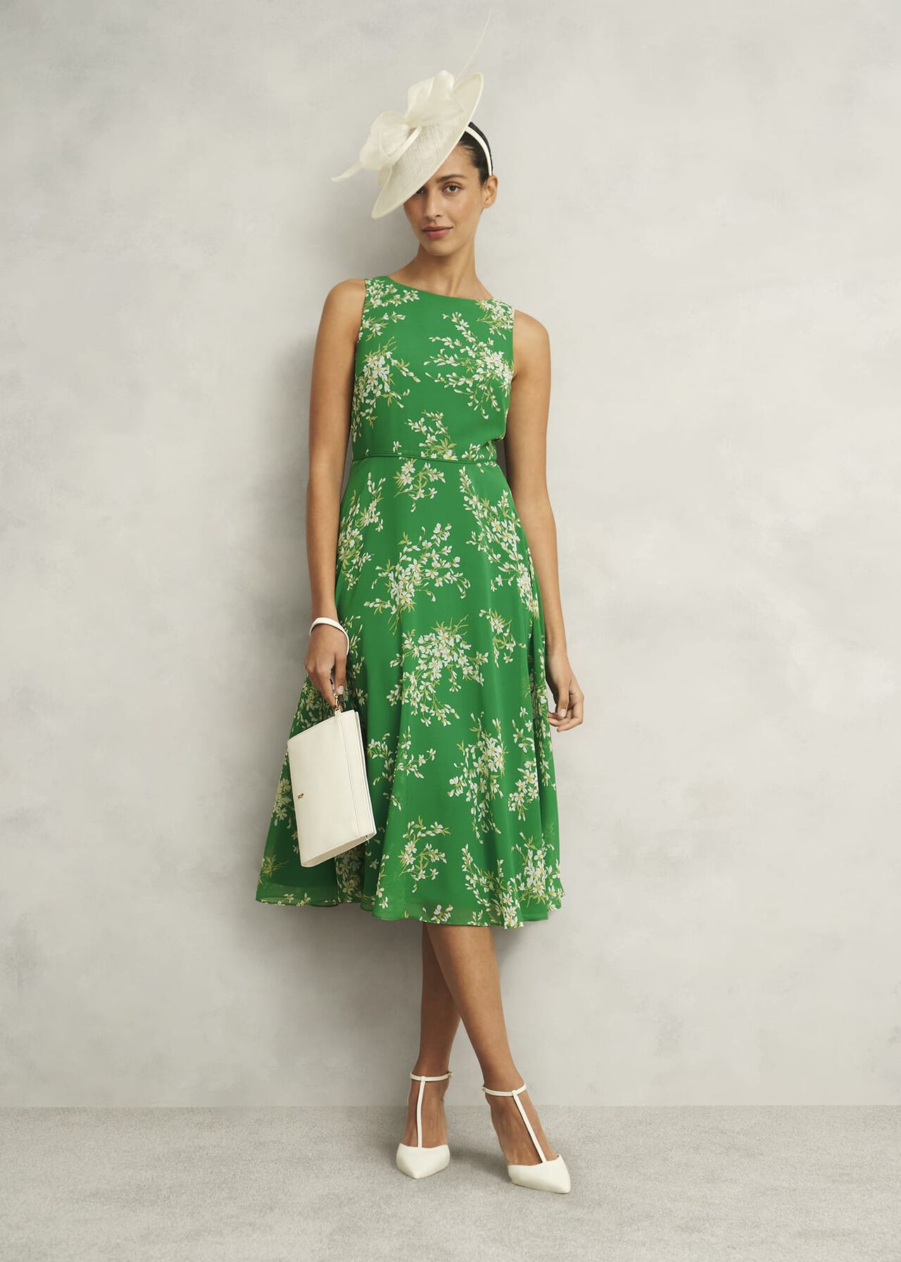 Carly Dress, Green Ivory, hi-res