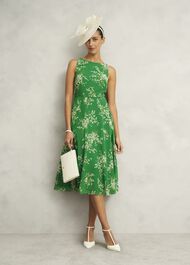 Carly Dress, Green Ivory, hi-res
