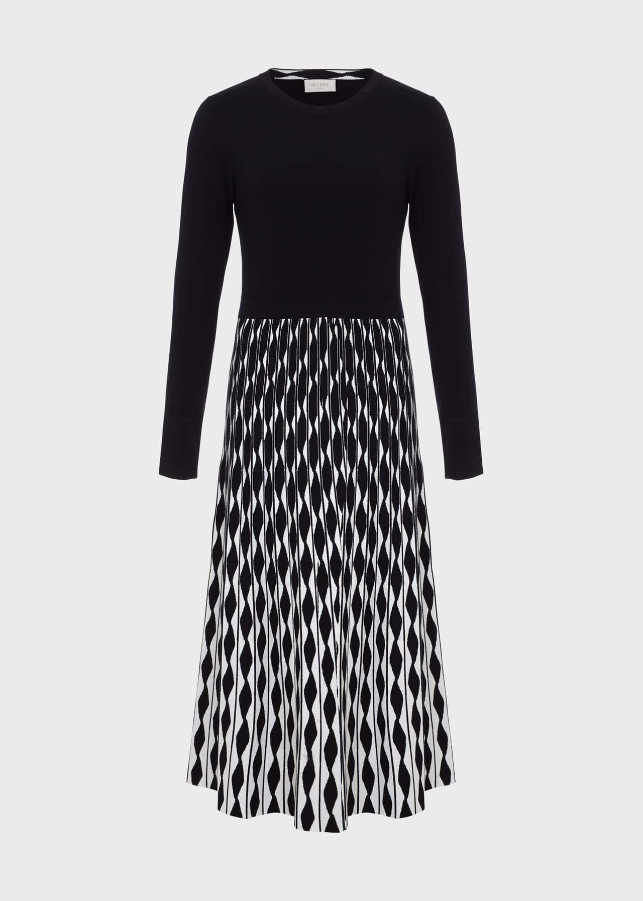 Larna Knitted Dress, Navy Ivory, hi-res
