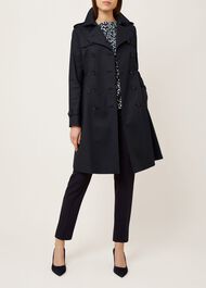 Petite Saskia Water Resistant Trench Coat, Navy, hi-res