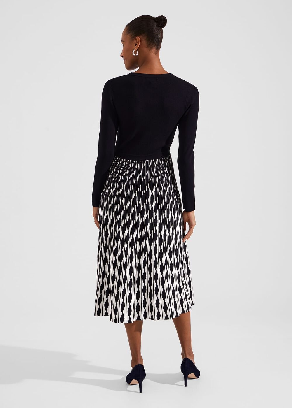 Larna Knitted Dress, Navy Ivory, hi-res