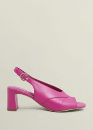 Karina Leather Sandals, Bright Pink, hi-res