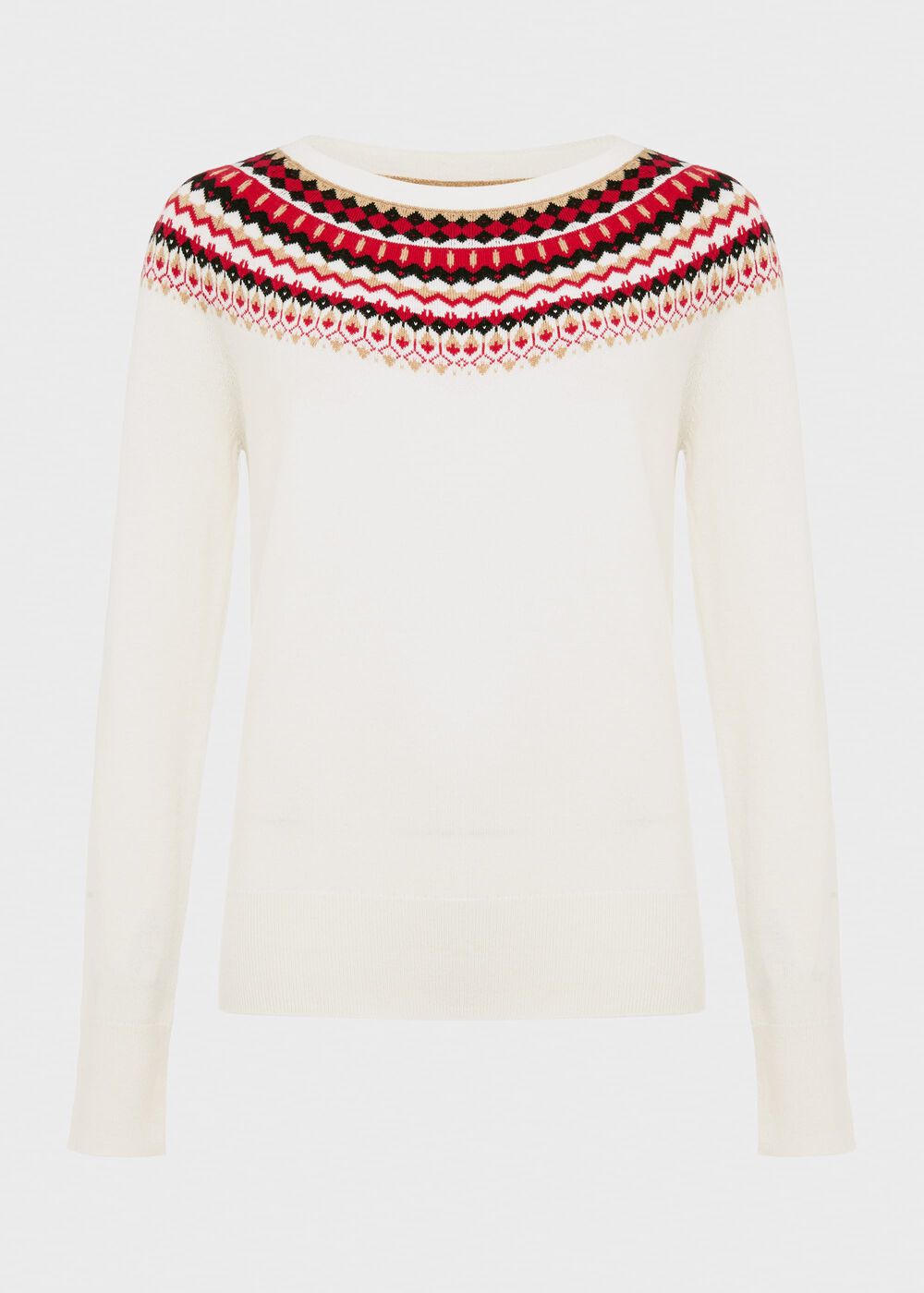 Greta Fairisle Jumper with Cashmere, Ivory Multi, hi-res