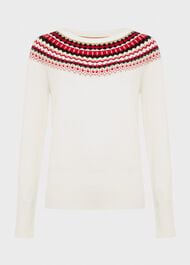 Greta Fairisle Jumper with Cashmere, Ivory Multi, hi-res