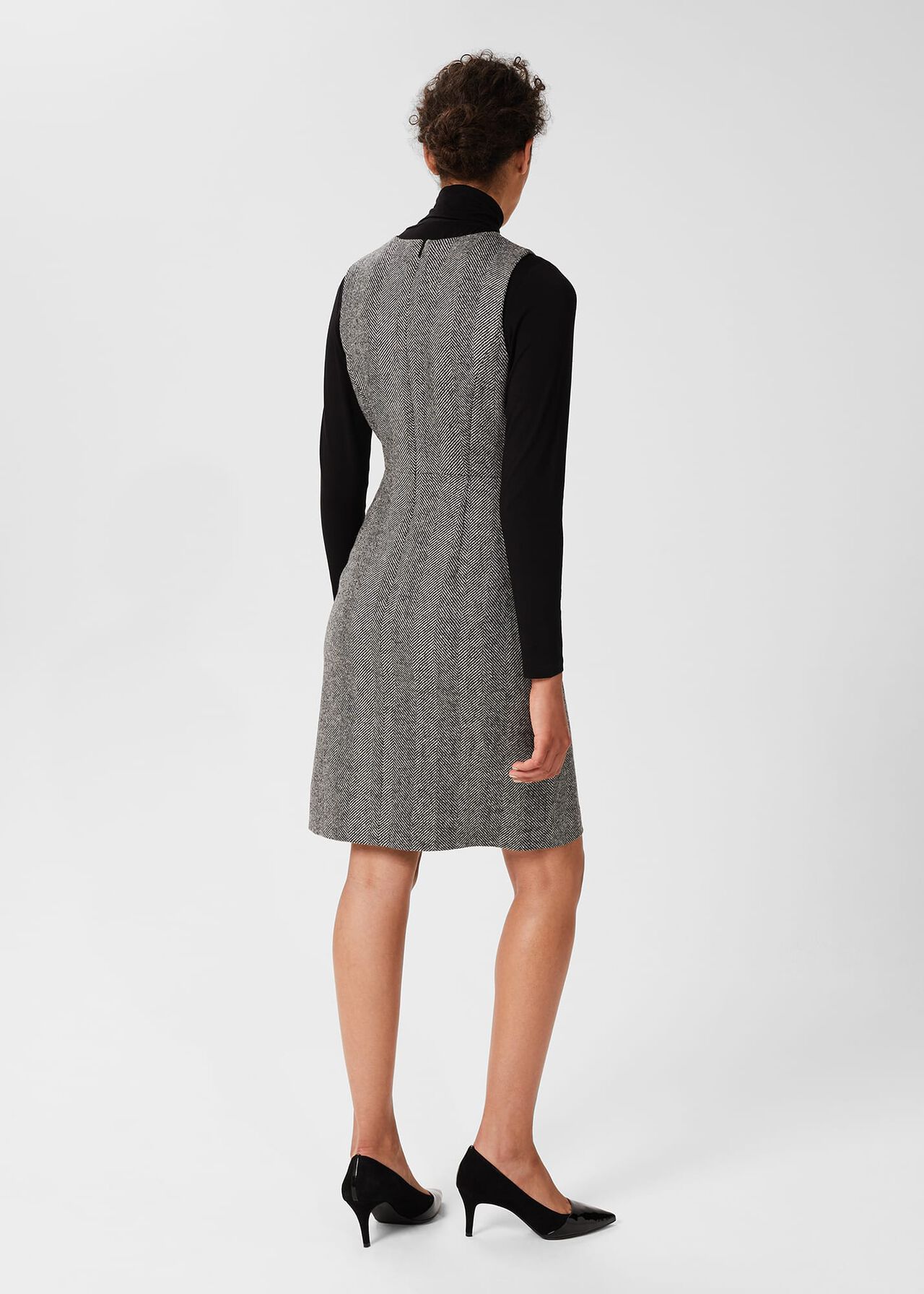 Lucia Wool Dress, Black Ivory, hi-res