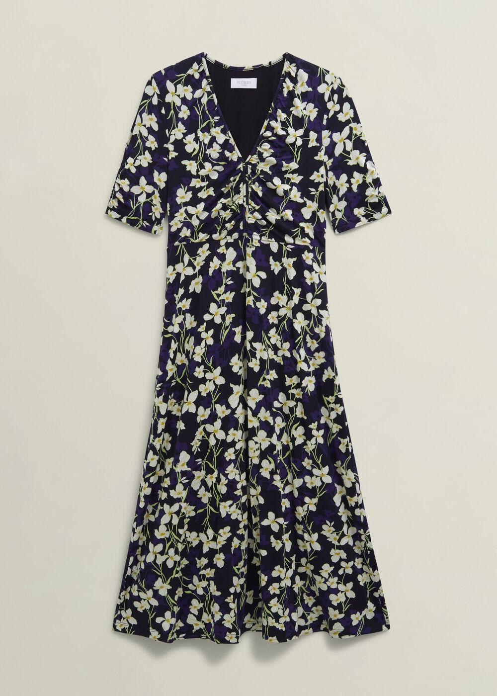 Navy Floral Peyton Jersey Midi Dress, Navy Multi, hi-res