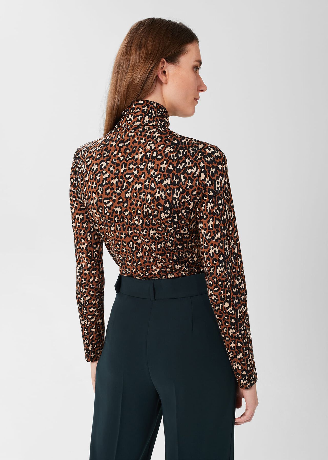 Mischa Roll Neck Top, Brown Multi, hi-res