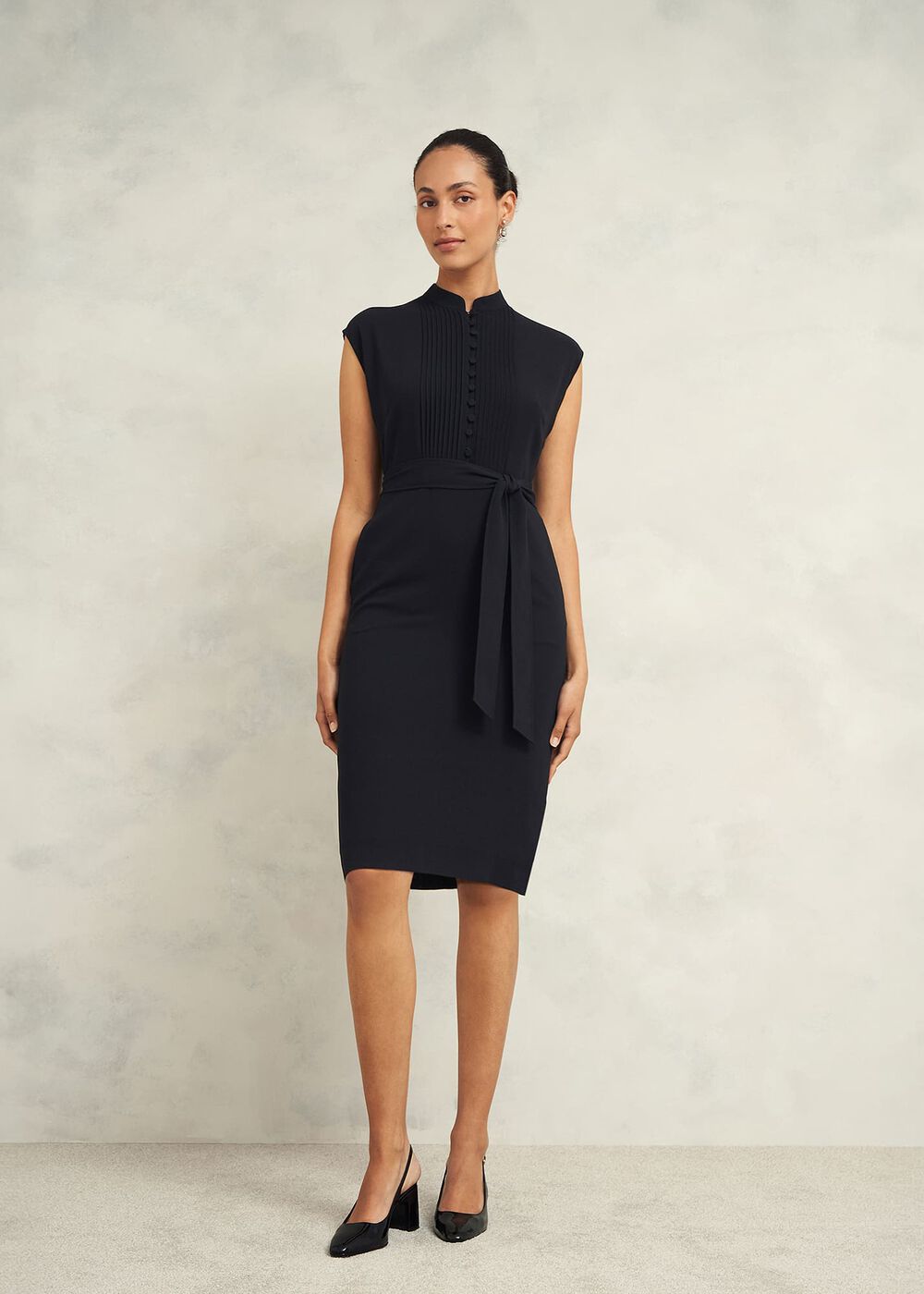 Pia Pintuck Dress, Black, hi-res