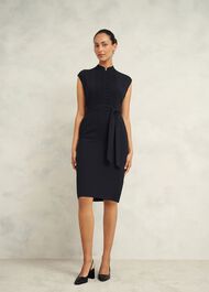Pia Pintuck Dress, Black, hi-res