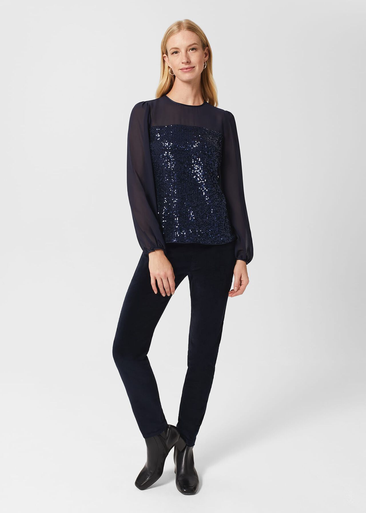Gia Velvet Jeans , Navy, hi-res