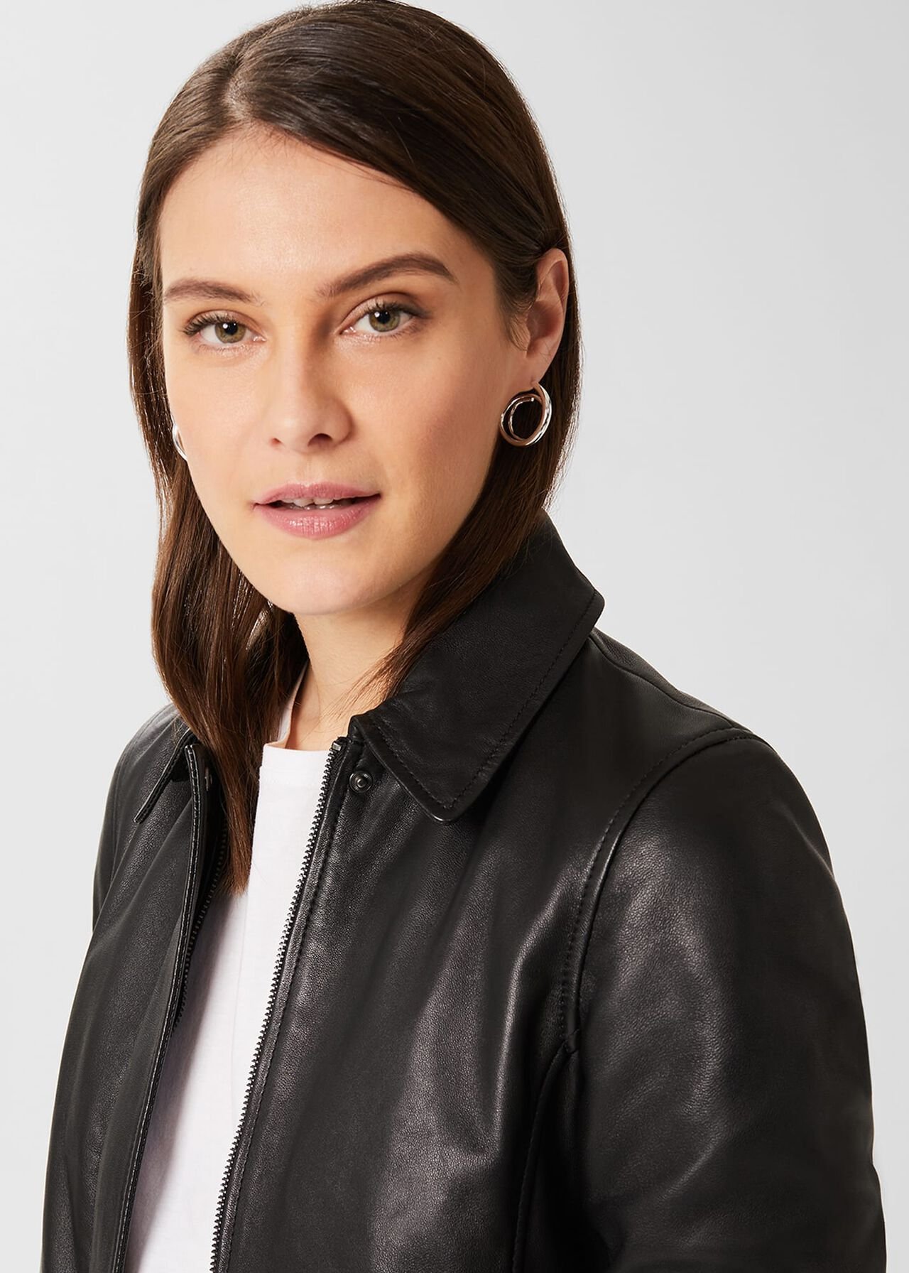 Sera Leather Jacket, Black, hi-res